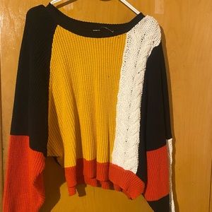 Sincerly Jules sweater size medium color black, white, yellow, and orange